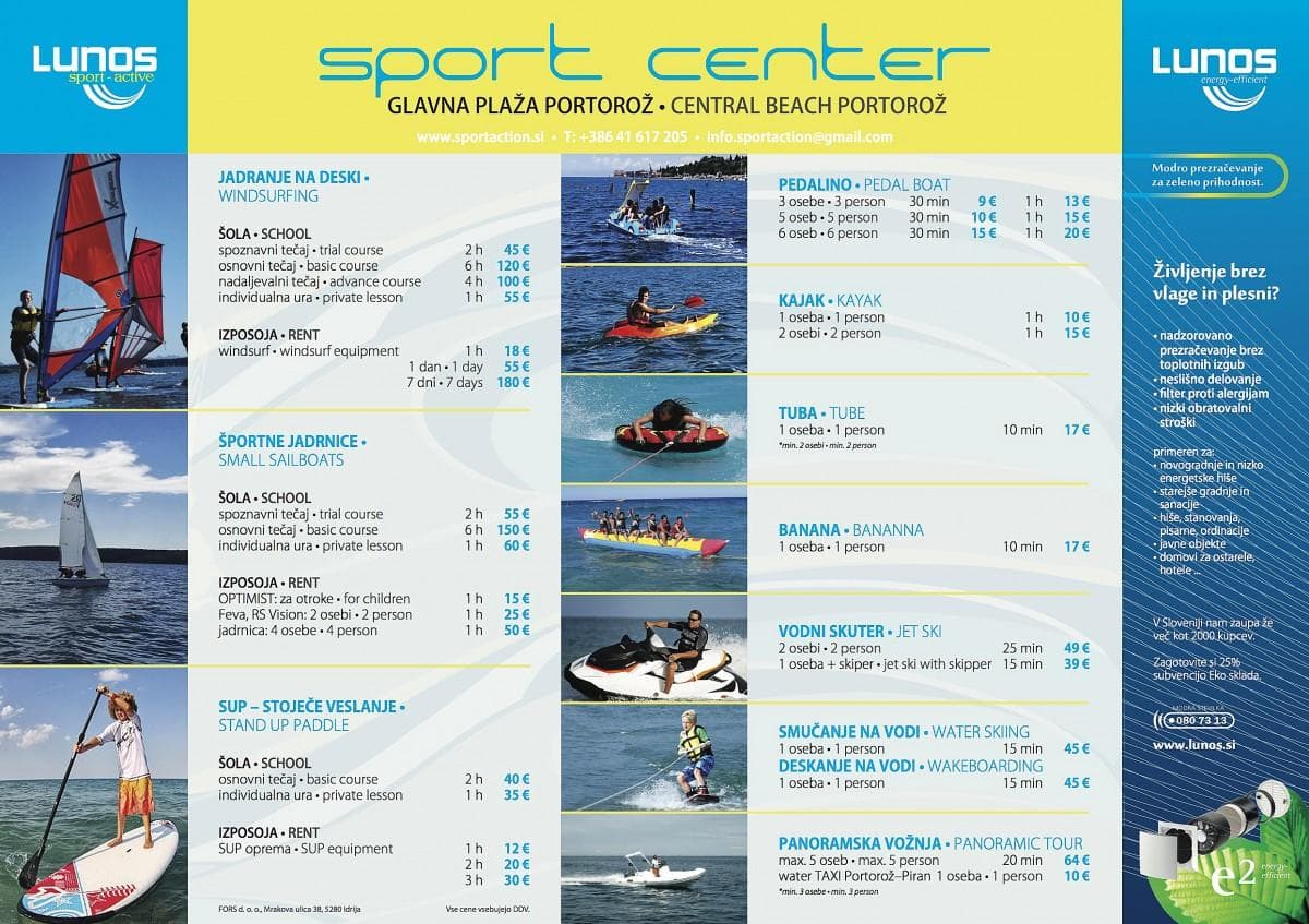 LUNOS SPORT CENTER PORTOROŽ IN OSEBNO TRENERSTVO